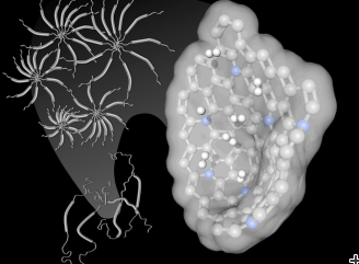 An “artists view” of how the new material, D-96-7, is created