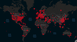 Global distribution of confirmed cases of COVID-19, 27 March 2020. CREDIT: Center for Systems Science and Engineering (CSSE) at Johns Hopkins University (JHU)