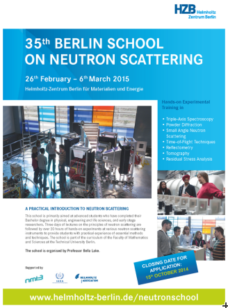 35th Berlin school on neutron scattering